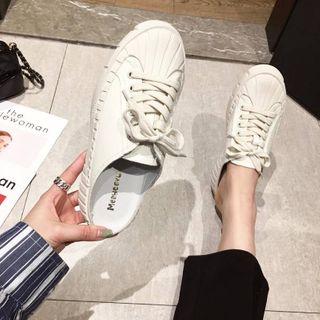 Lace Up Canvas Sneaker Mules