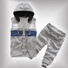 Set: Color-block Hooded Vest + Cropped Sweatpants