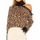 One-shoulder Leopard Print Sweater