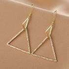 Rhinestone Triangle Earring Qr042 - 1 Pair - Gold - One Size