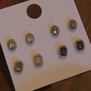 Set: Retro Rhinestone Earring (assorted Designs) C24a - Set - Earrings - 1 Pair - One Size