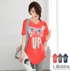 Short-sleeve Glass Graphic Hoodie T-shirt