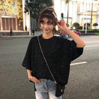 Elbow-sleeve Sequined Tee