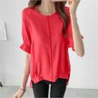 Frill-sleeve Dip-back Top