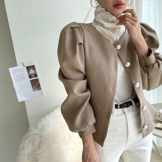 Balloon-sleeve Round-neck Jacket
