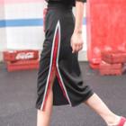Striped Trim Midi Straight-fit Skirt