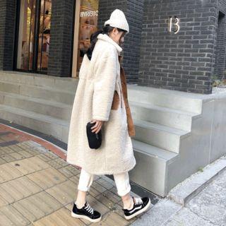 Drawstring-waist Fleece Jacket Ivory - One Size