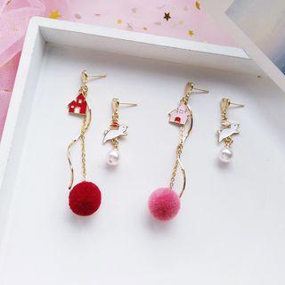 Non-matching Rabbit House & Bobble Dangle Earring