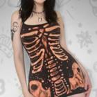 Spaghetti Strap Skeleton Print Mini Bodycon Dress