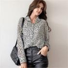 Dip-back See-through Leopard Blouse