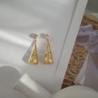 Bead & Triangle Alloy Dangle Earring 1 Pair - S925 Sterling Silver - Gold - One Size