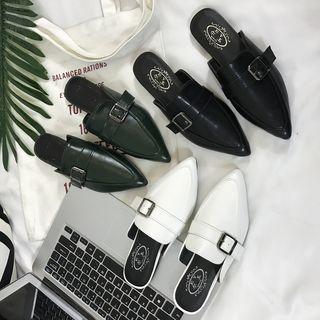 Buckled Pointed Slide Loafers