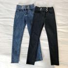 Plain Fleece High-waist Jeans