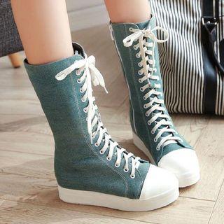 Platform Lace-up Tall Boots