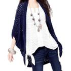 Perforated Batwing-sleeve Cardigan