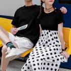 Couple Matching Short-sleeve T-shirt / Shorts / Polka Dot Tiered Midi Dress