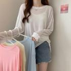 Long-sleeve Round-neck Loose-fit Top