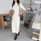 Mock-neck Slit-hem T-shirt Dress