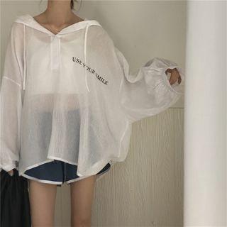 Lettering Hooded Long-sleeve T-shirt / Contrast Trim Shorts