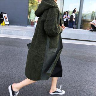 Long Faux Shearling Hooded Jacket