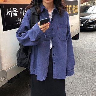 Corduroy Oversize Shirt / Midi Straight-fit Skirt