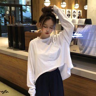Pocketed Long-sleeve Crop T-shirt