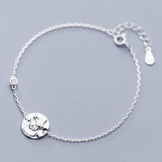 925 Sterling Silver Animal Embossed Disc Bracelet