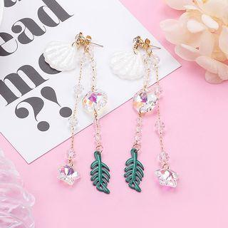 Faux Crystal Leaf & Shell Fringed Earring 1 Pair - As Shown In Figure - One Size
