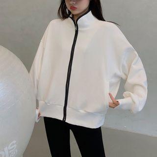 Contrast Trim Zip-up Sports Jacket