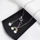925 Sterling Silver Rainbow Pendant Necklace 1pc - Rainbow - Silver - One Size