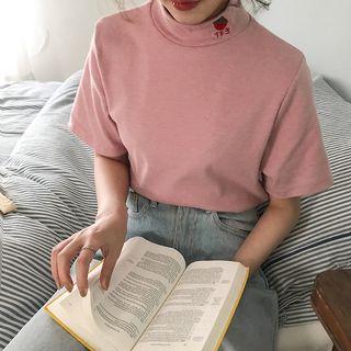 Mock Neck Short Sleeve Top