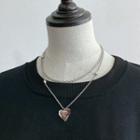 Heart Pendant Layered Necklace 1 Pc - Silver - One Size