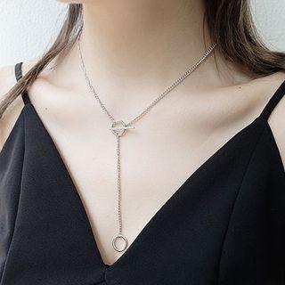 925 Sterling Silver Hoop Y Necklace Silver - One Size