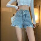 Distressed High-waist Demin Shorts