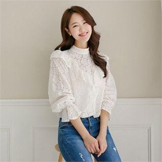 Ruffle-trim Laced Top