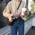 Plain Frill Trim Long-sleeve Blouse
