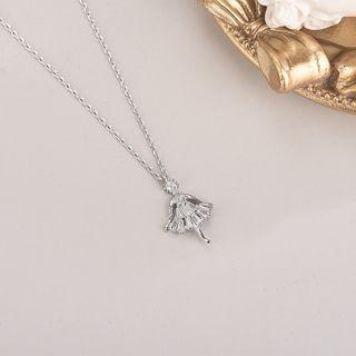 925 Sterling Silver Cz Ballerina Necklace Ns472 - Silver - One Size