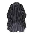 Batwing-sleeve Striped Dip-back Shirt Black - One Size