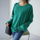 Colored Round-neck Long-sleeve Soft Knit Sweatshirt