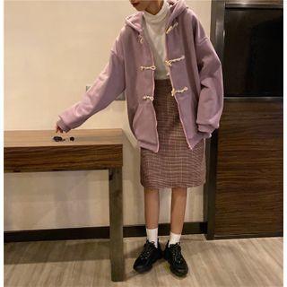 Toggle-accent Hooded Zip Jacket As Shown In Figure - One Size
