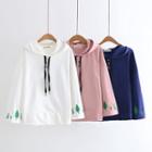 Embroidered Hooded Long-sleeve T-shirt