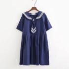 Sailor Collared Short-sleeve A-line Dress