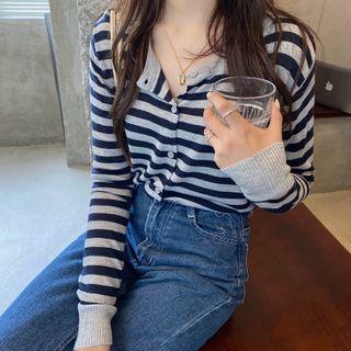 Striped Cardigan Gray & Blue - One Size