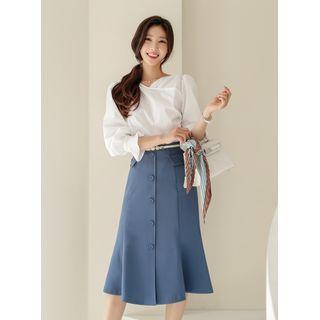 Flap Button-detail Long Mermaid Skirt