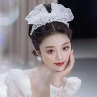 Bow Faux Pearl Wedding Veil