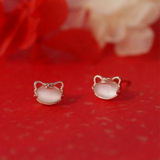 Tiger Cat Eye Stone Sterling Silver Earring