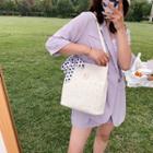 Textured Floral Print Tote Bag White - One Size