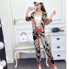 Set: Print Zip-up Jacket + Pants
