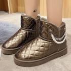 Quilted Faux Pearl Chain Fluffy-lined Snow Boots