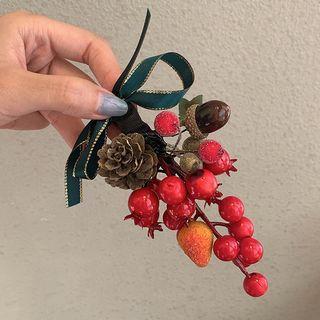 Christmas Pine Hair Clip Red - One Size